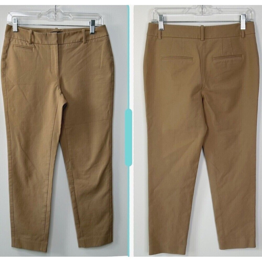 White House Black Market Slim Ankle Trouser Slacks Pants Pockets Khaki Size 4R
